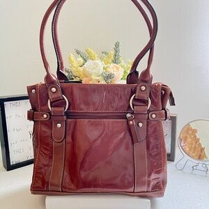 Giani Bernini Glossy Brown Shoulder Bag Vintage for Women